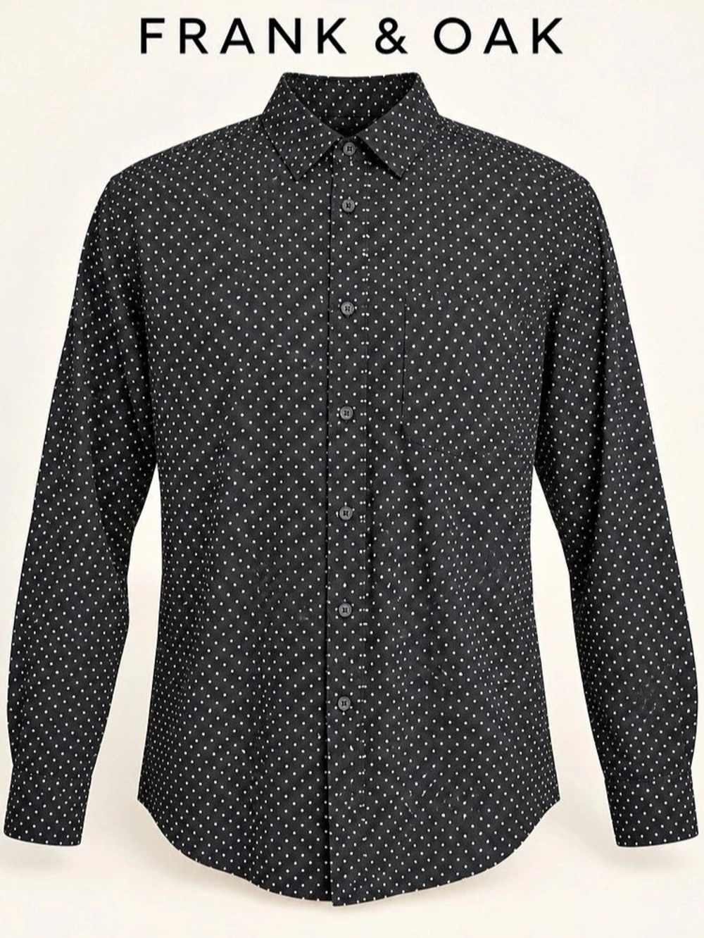 Frank & Oak Men's Polka Dot Button Down in Black & White